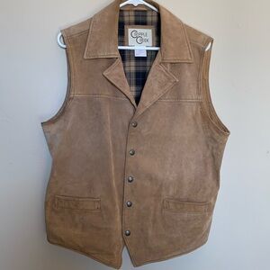 Men’s Large Tan Suede Leather Vest Coat by Cripple Creek